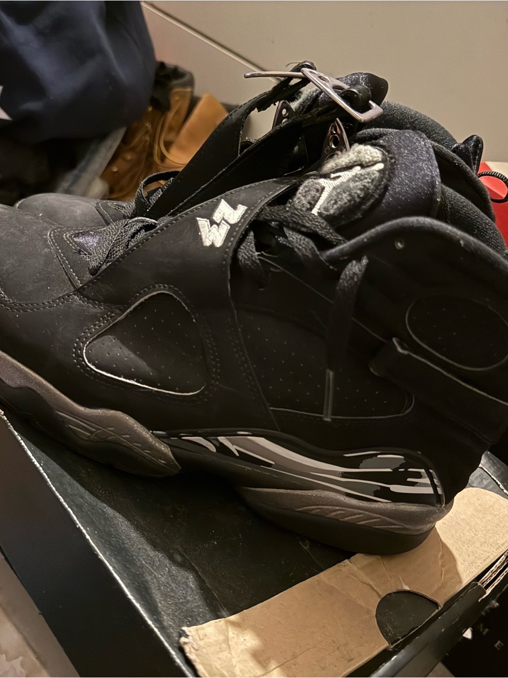 Jordan Black Sneakers with White and Gold Accents